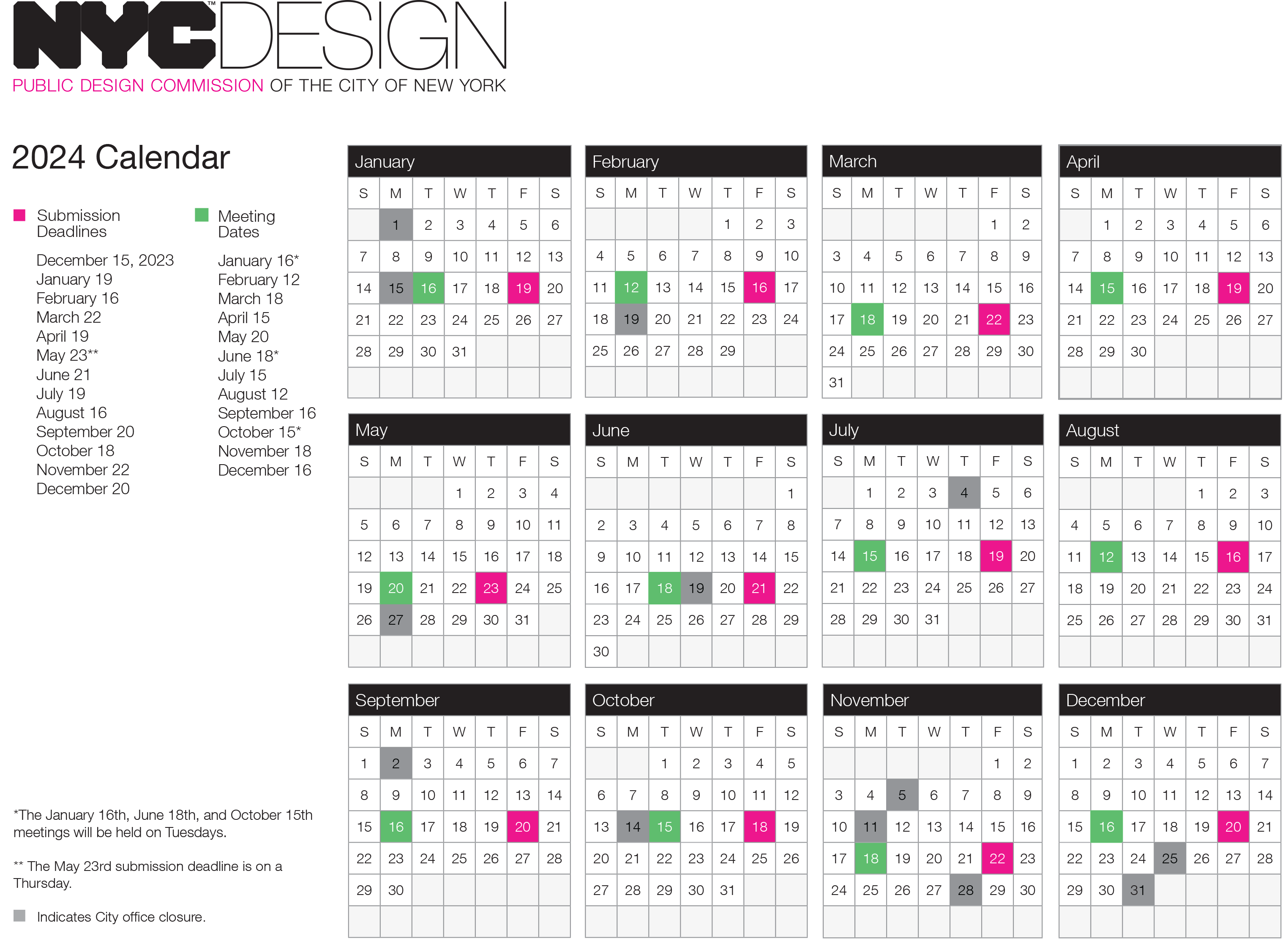 Design Commission 2024 Calendar