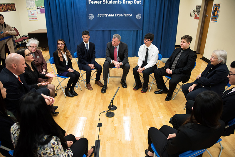 With Graduation Rates Rising Mayor de Blasio Congratulates