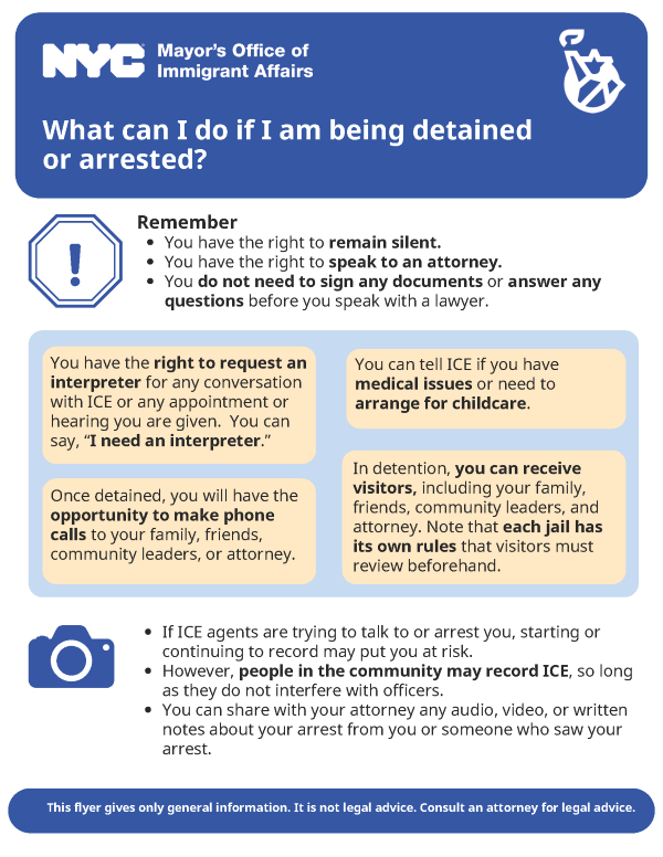 MOIA's What to Do If You Are Detained by ICE Flyer