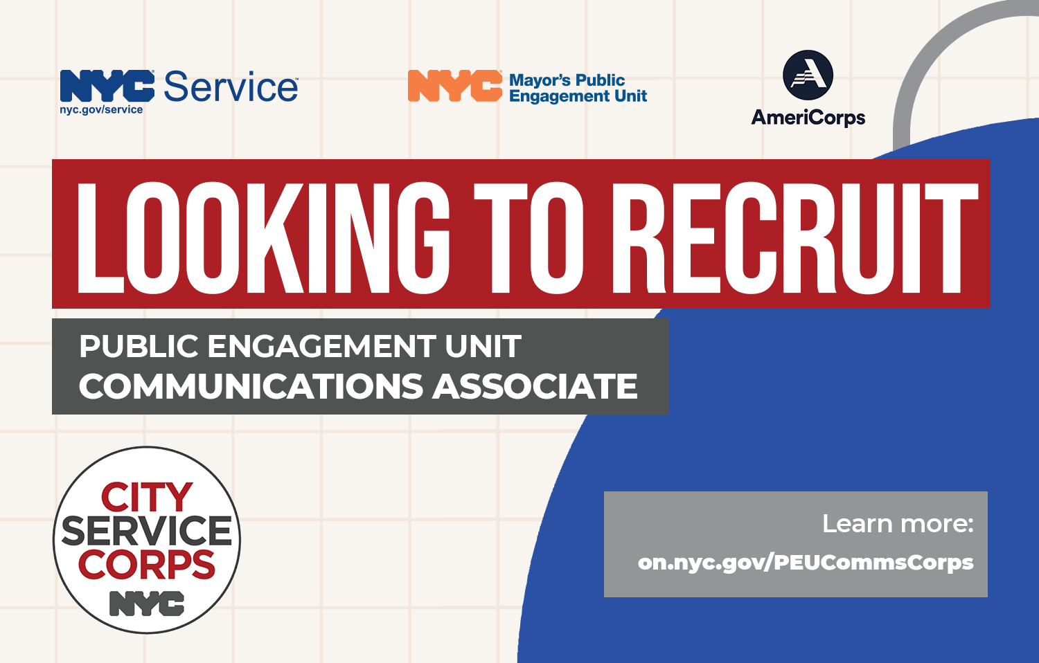 AmeriCorps PEU is Looking to Recruit: Communications Associate
                                           