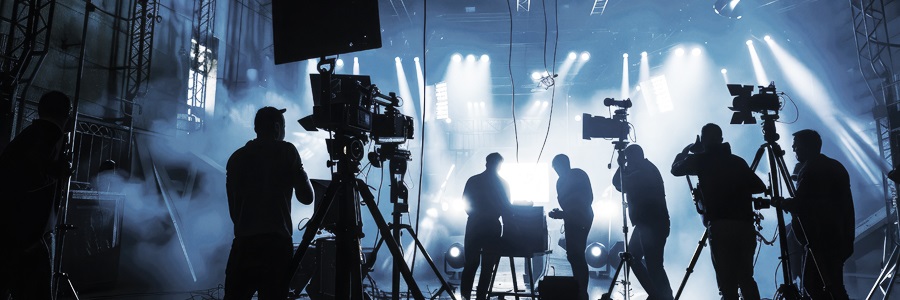 tv-film film crew on set with equipment