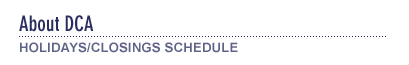 Holidays/Closings Schedule