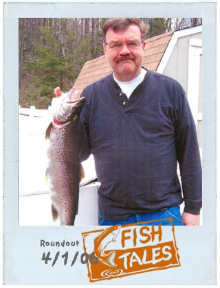 Lou Millspaugh caught this brown trout April 1 on Rondout Reservoir. The fish measured 24.5 inches and weighed 6 lb 11 ozs.