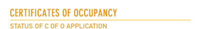 Status of C of O Application
