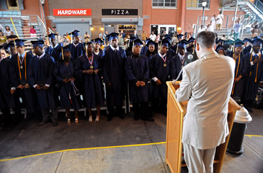 Principal James Anderson addresses the crowd.
