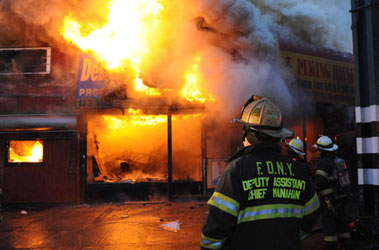 A photo of the Westchester Square fire in the Bronx on March 22. Photo courtesy of Firefighter Daniel P. Alfonso.