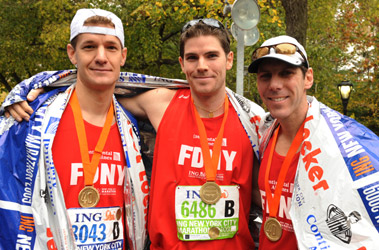 Left to Right: Firefighter Jeff Pellis of Ladder 25 (4th Place), Firefighter Denis Sweeney of Engine 81 (2nd Place) and Firefighter John Dallao of Ladder 126 (10th Place)