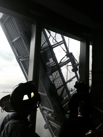 FDNY members on the 68th floor of 1 World Trade Center, rescuing the window washers