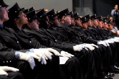 The new paramedics and EMTs during the graduation ceremony.