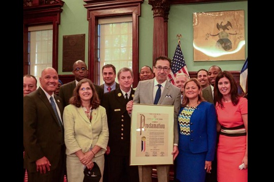 New York City Council members present proclamation to FDNY at City Hall on Thursday, September 17