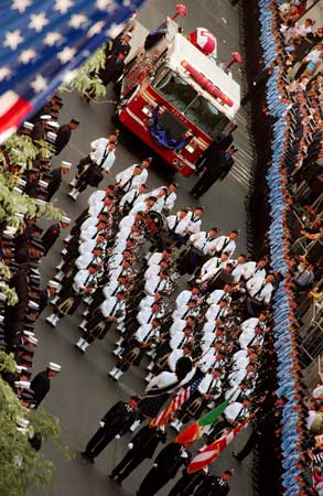 Firefighters from across the city gathered to celebrate the life of Firefighter Robert Beddia of Engine 24 at a service at St. Patrick&rsquo;s Cathedral in Manhattan on August 24. 