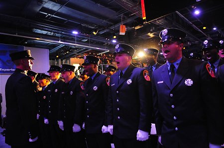 The 286 probationary firefighters give the Count on Deck during their graduation ceremony on Dec. 15.