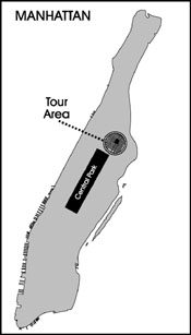 Map showing the location of the tour area in Manhattan
