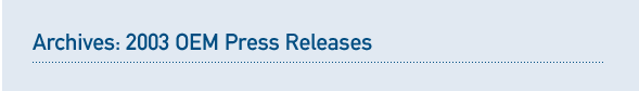 Archives: 2003 Press Releases