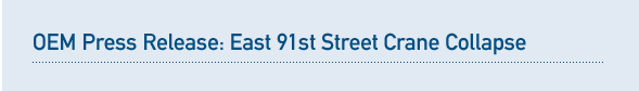 Update to City's Response to 91st Street Crane Collapse