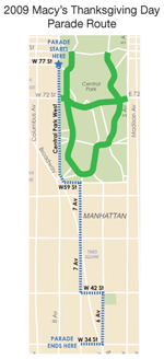 2009 Macy's Thanksgiving Day Parade Route