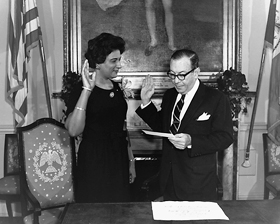 State Senator Constance Baker Motley with Mayor Wagner, February 7, 1963.