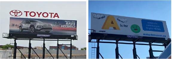 Photo of two outdoor signs without a permit.