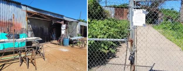 Photo of using the three neighboring properties as a group of illegal ironworks contractor’s establishments.