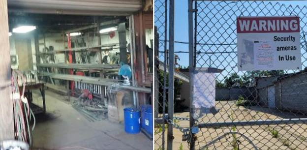 Photo of using the three neighboring properties as a group of illegal ironworks contractor’s establishments.