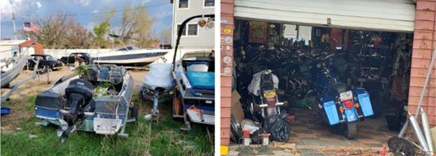 Photo of illegally utilizing the premises as a dead and junk storage of motor vehicles and boats.