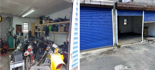 Photo of illegally utilizing the premises as a motorcycle repairs and sales.