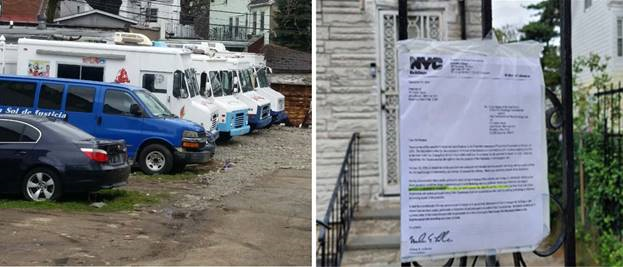 Photo of a premises illegally use as a junk and dead vehicle storage.