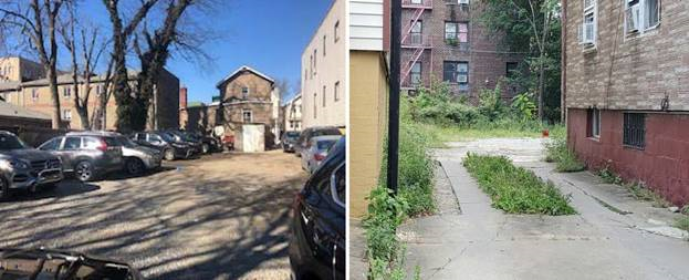 Photo of a premises illegally use as a parking lot and dead vehicle storage.