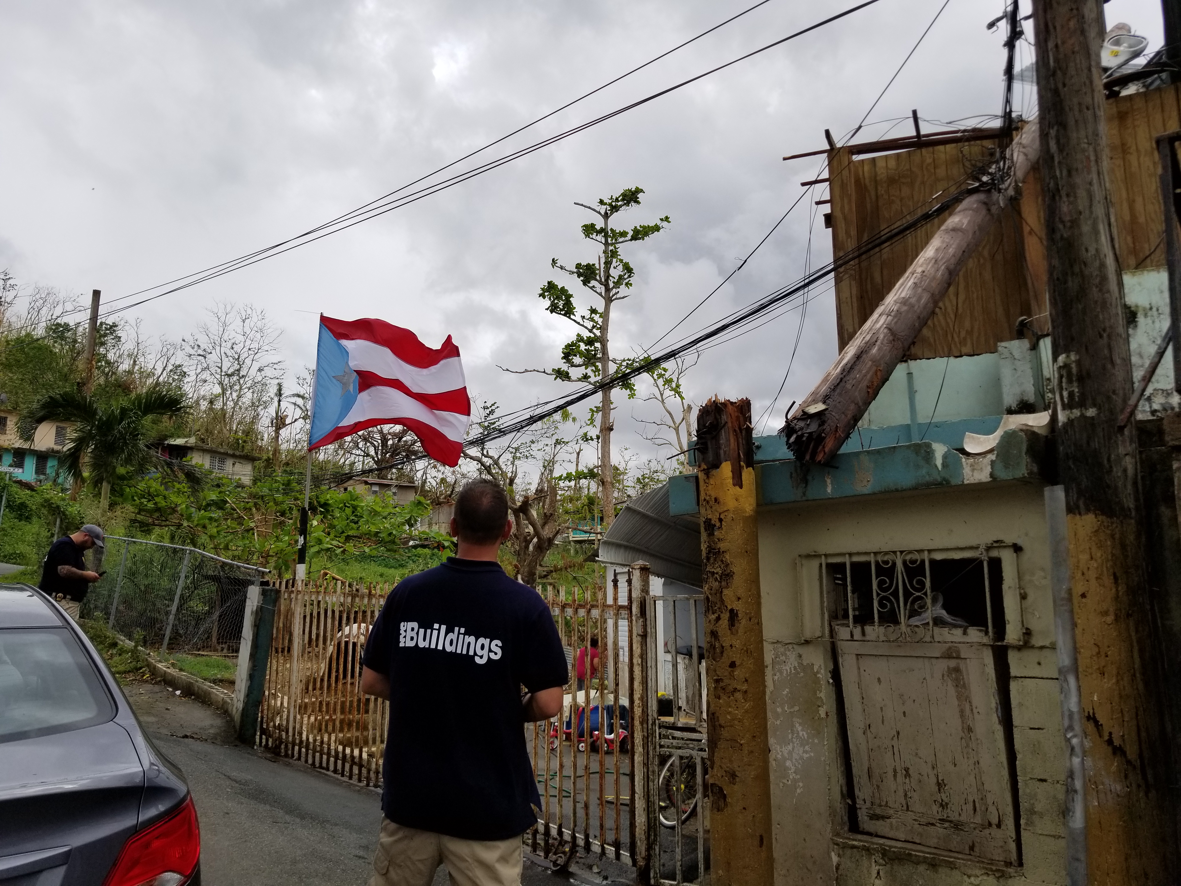 DOB inspector prepares to evaluate a building outside of San Juan, Puerto Rico