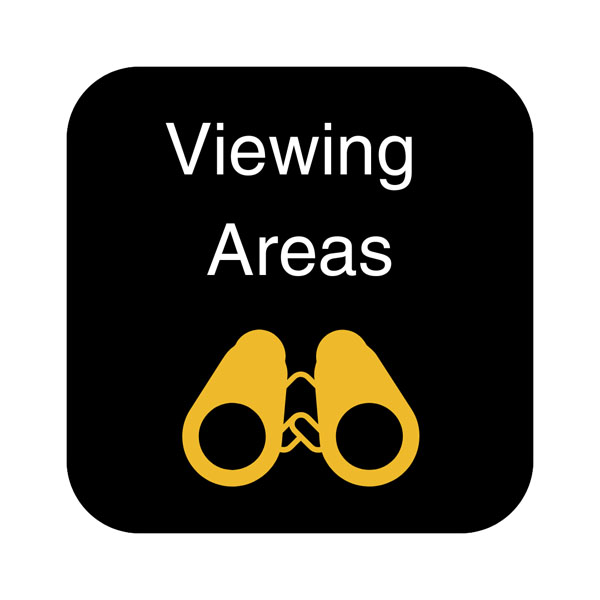 Black button with Viewing Areas text and binoculars