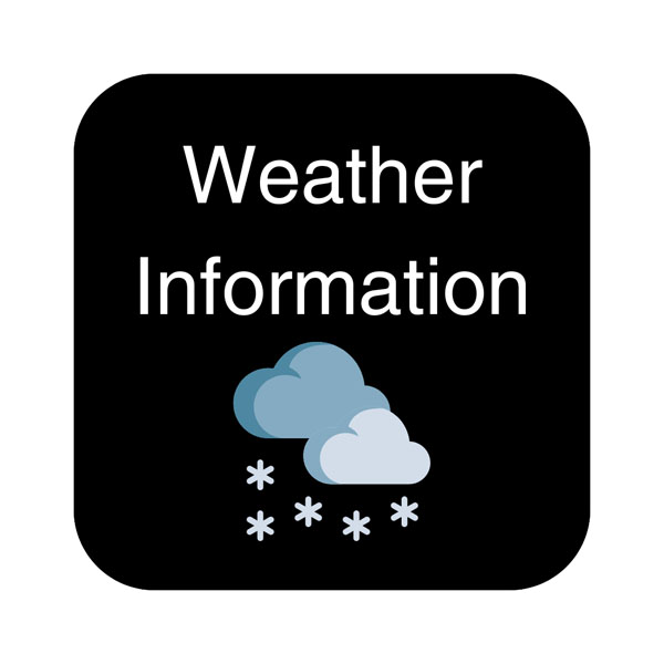 Black button with Weather Information text and a snow cloud