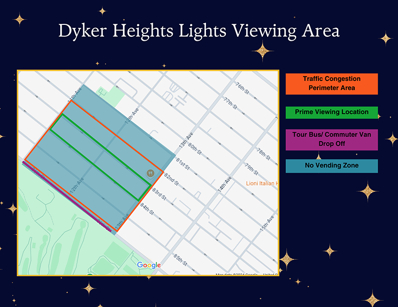 map of Dyker Heights viewing area