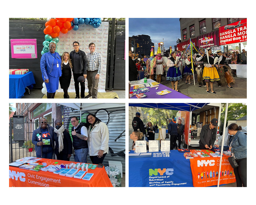 Group photo of CEC staff at outreach events sharing voter education resources.