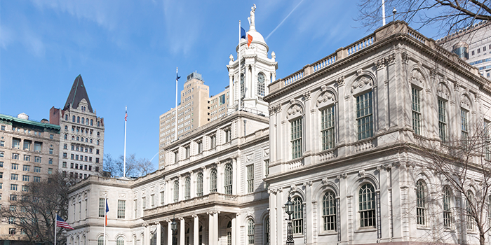 Exterior of NYC City Hall Building during the day