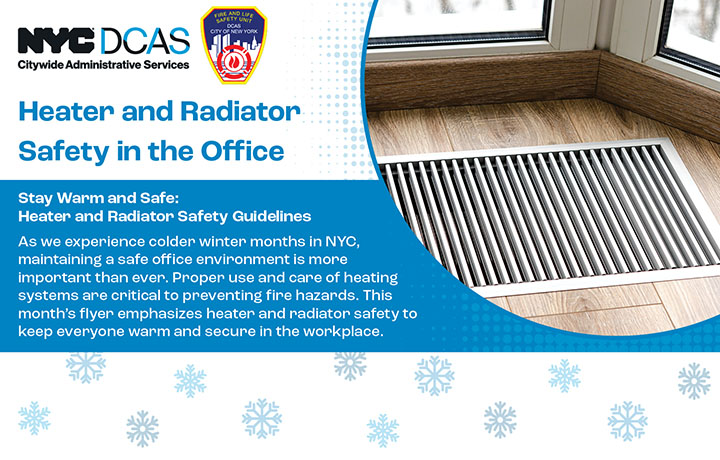 Heater and Radiator Safety in the Office with an image of a heating vent and part of a window.
                                           