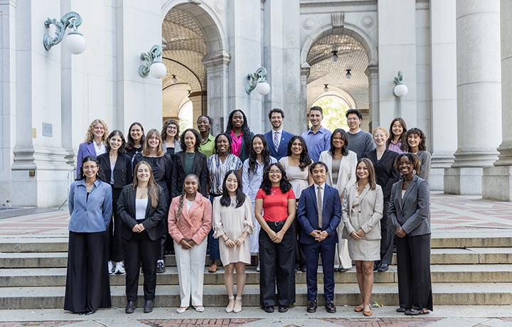 26 members of the Urban Fellows cohort outside of the Manhattan Muni Building
                                           