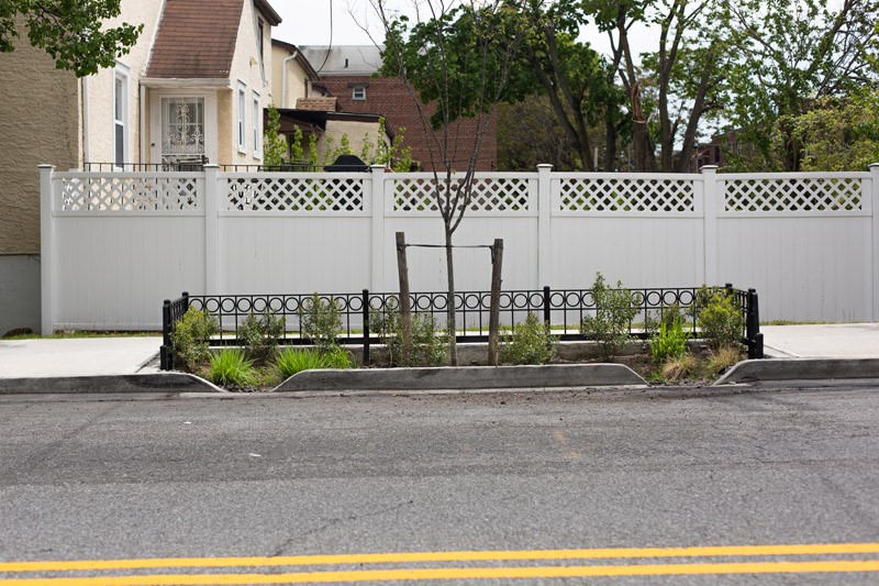 A curbside rain garden