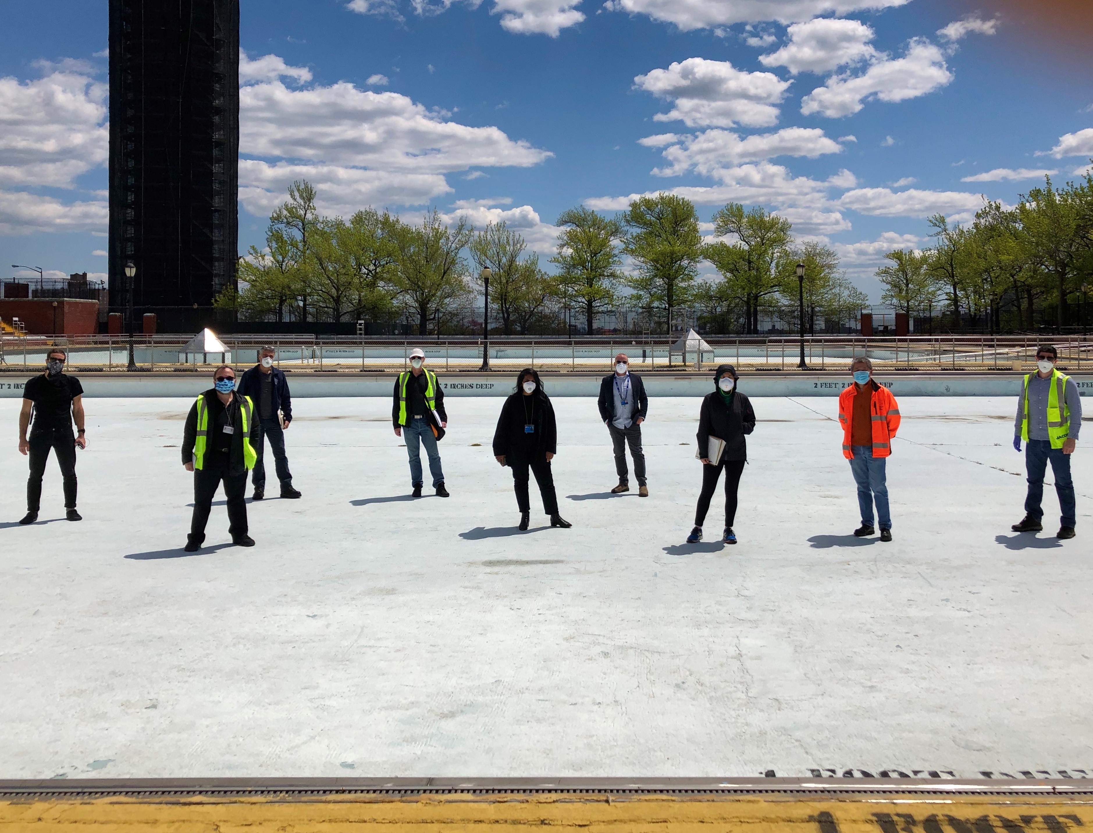 Group poses at High Bridge pool