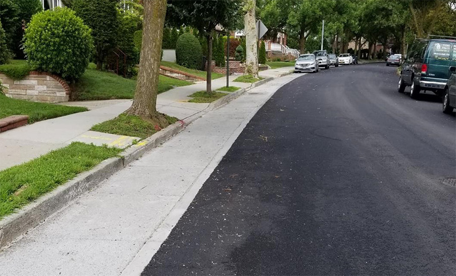 Porous pavement in parking lane