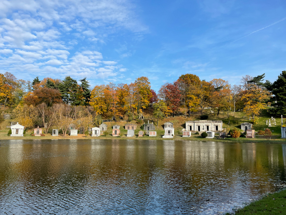 Sylvan Water, Green-Wood's largest glacial pond, pictured in the fall (Credit: Stacy Locke)