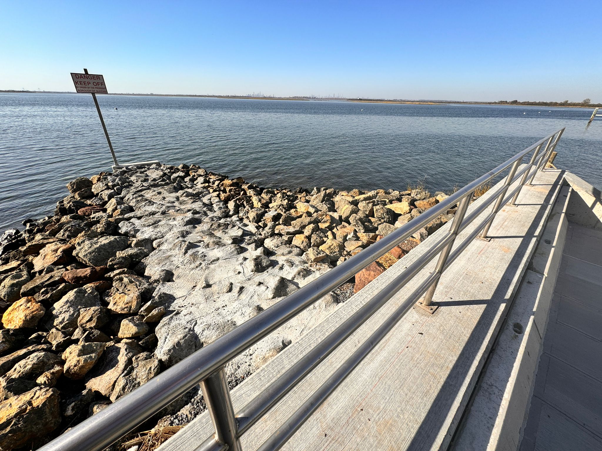 Reconstructed bulkhead at the end of 17th Road. A total of four bulkheads were reconstructed in Phase II to protect Broad Channel residents from tidal flooding and storms
