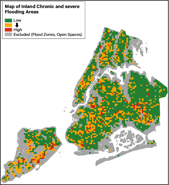 map of inland chronic and severe flooding areas