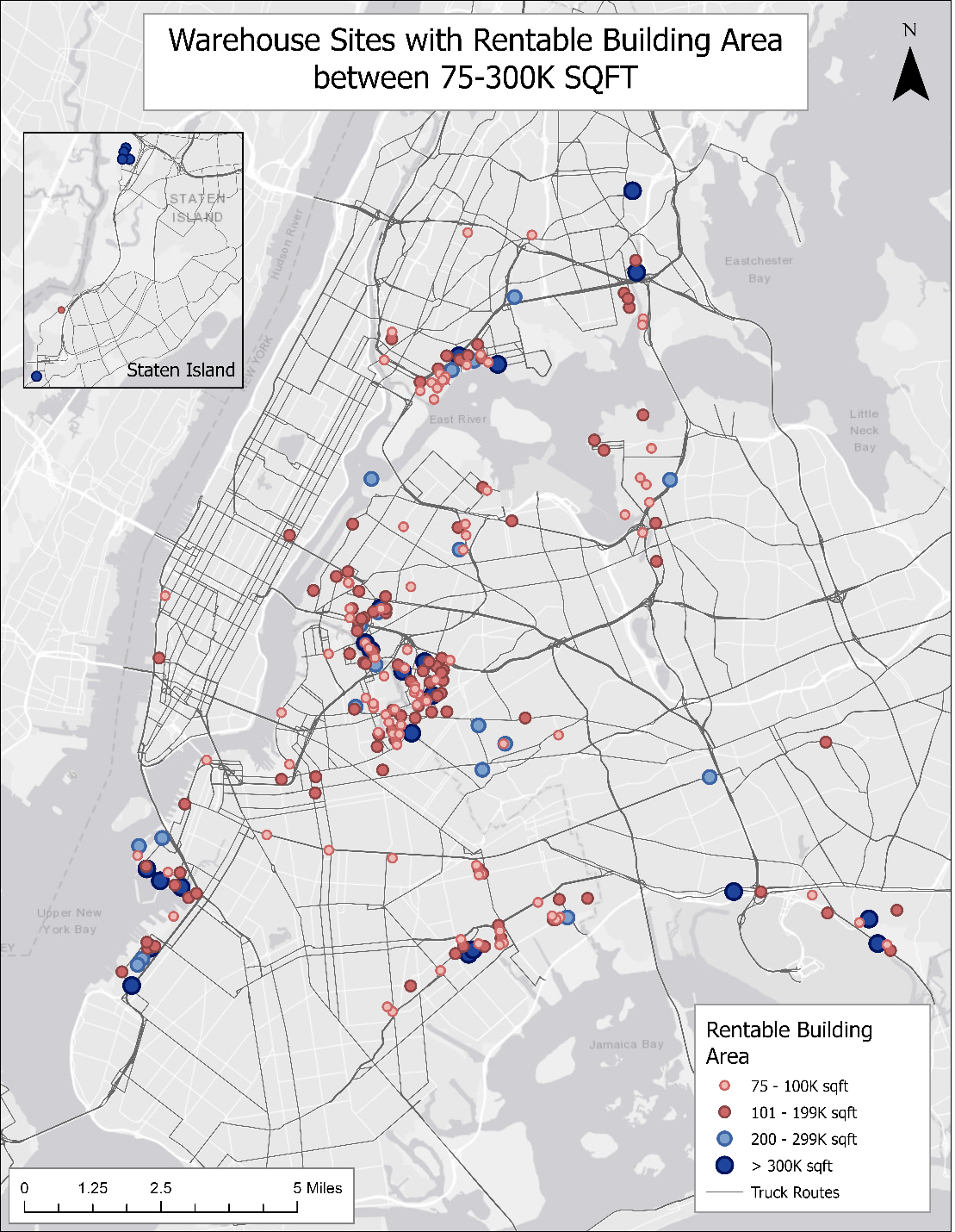 Approximately 75% of these largest warehouses are in Brooklyn, the Bronx, Maspeth, and Long Island City.