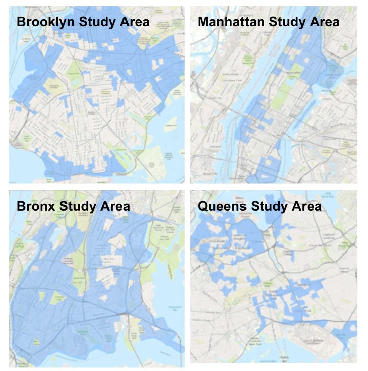 Additionally, DEC maintains their own air monitoring systems around the city. Recently, DEC has launched a statewide Community Air Monitoring (CAM) Initiative that has collected street-level pollution data from ten disadvantaged communities around the state. Four of these communities are in New York City: sections of Brooklyn, the Bronx, Manhattan, and Queens.