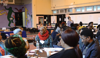 images of people at a community meeting