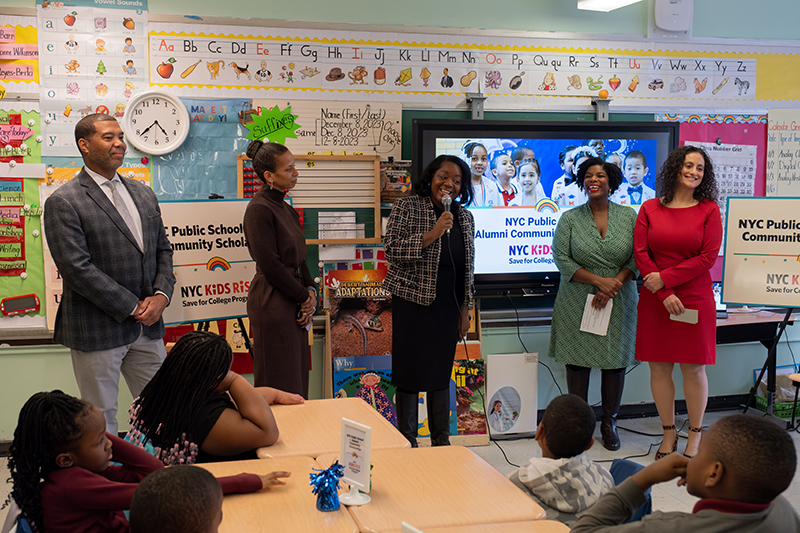 Sideya Sherman speaks to  P.S. 92 Mary McLeod Bethune second graders