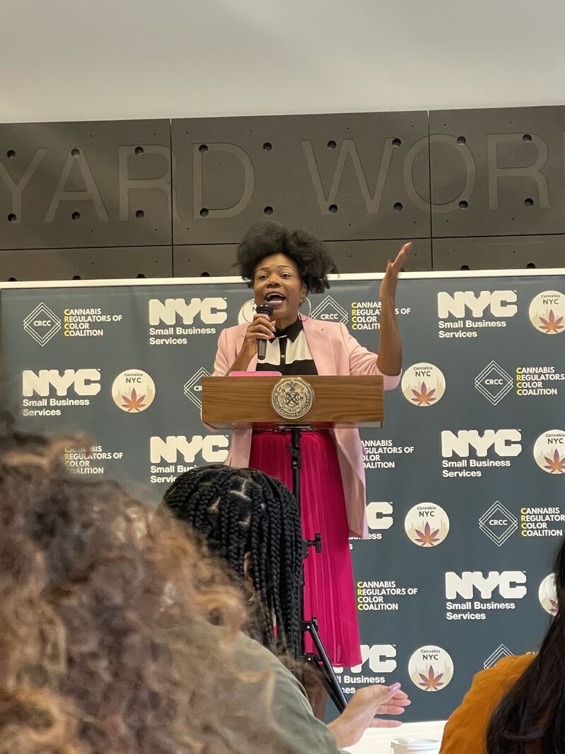 Executive Director Dasheeda Dawson, CannabisNYC, addresses the attendees.