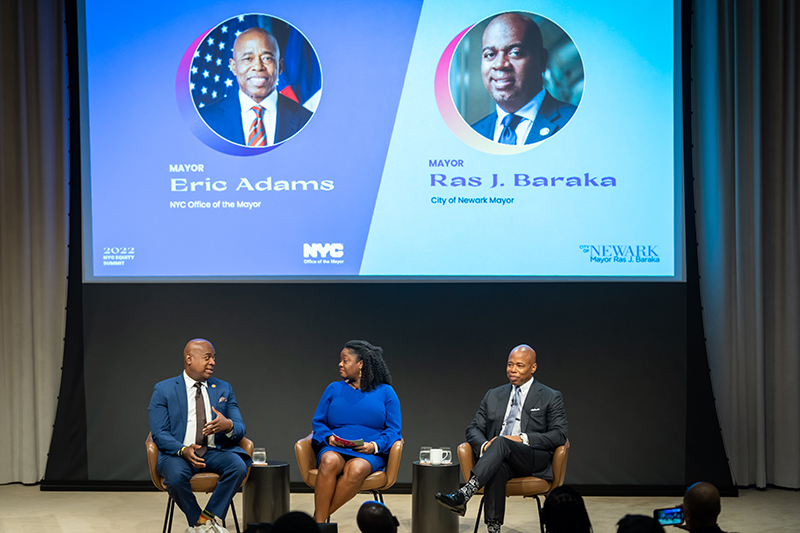 Mayor Ras J. Baraka of Newark, NJ speaking in the Mayor-to-Mayor Fireside Chat at the 2022 NYC Equity Summit.