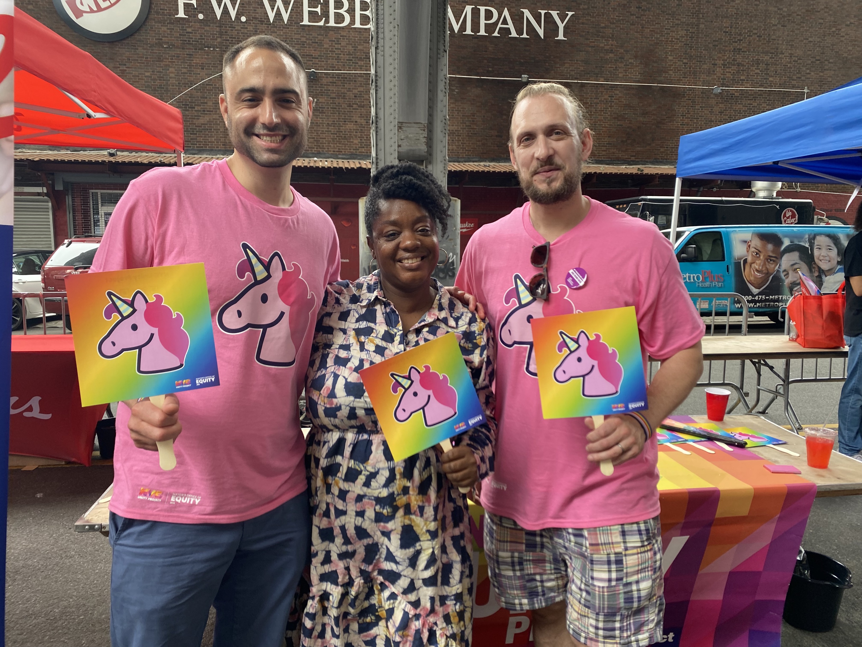 (from left to right) Acting Executive Director of the NYC Unity Project Ronald Porcelli, NYC Mayor's Office of Equity Commissioner Sideya Sherman, and Policy and Programs Analyst at the NYC Commission on Gender Equity, Matthew Graham. 