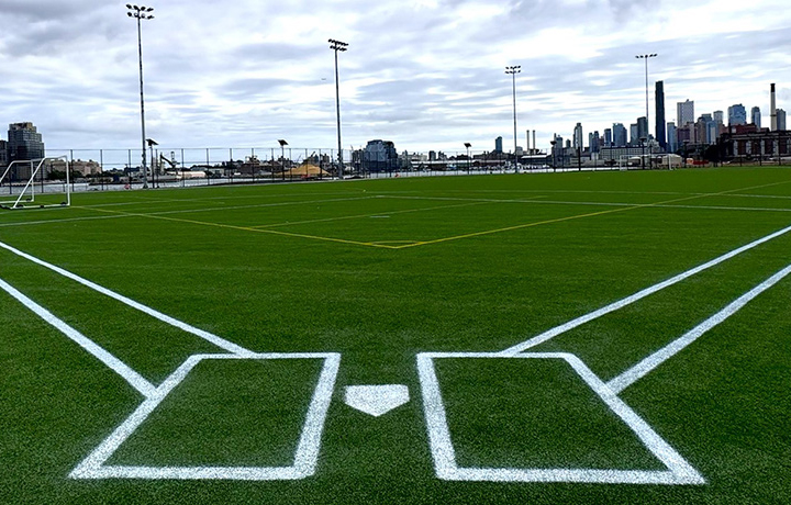 Home plate on a baseball field
                                           